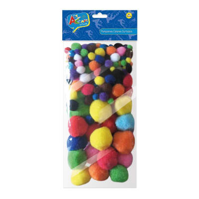 POMPONES 130PCS COLORES SURTIDOS