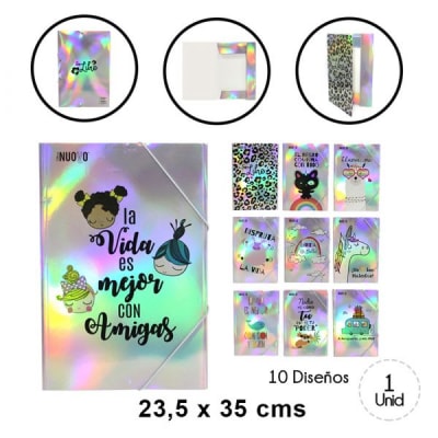 CARPETA CON ELASTICO NUOVO OFFICE CARTERA IRIDESCENTE