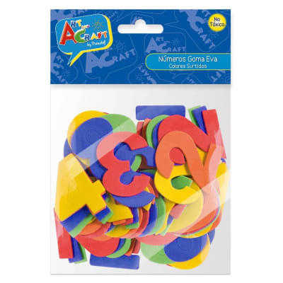 FIGURA DE GOMA EVA NUMEROS COLORES SURTIDOS 60 UNIDADES Y 55MM APROX