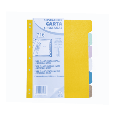 SEPARADOR 6 DIVISIONES COLOR J.S CARTA