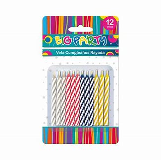 VELAS RAYADAS 12 UNIDADES