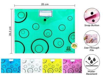 CARPETA HORIZONTAL CON BROCHE TIPO SOBRE BENGE PORTADOCUMENTO TRANSPARENTE