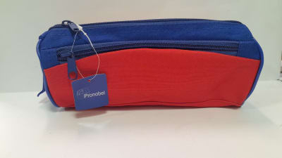 ESTUCHE POCKET DISEÑOS CIERRE AZUL CON ROJO