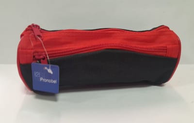 ESTUCHE POCKET DISEÑOS DOBLE CIERRE ROJO CON NEGRO