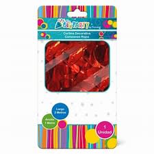 CORTINA 2MTS 1 UNIDAD DISEÑO CORAZON ROJO