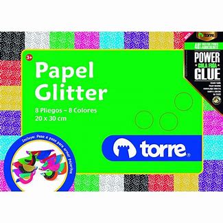 ESTUCHE TORRE PAPEL GLITTER 8 COLORES IMAGIA