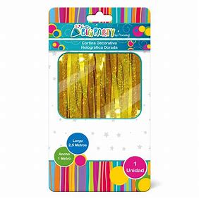 CORTINA 2,5MTS 1 UNIDAD HOLOGRAFICO DORADO