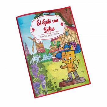 CUENTOS PARA COLOREAR 16 PAGINAS 27,5CMX21CM GATO CON BOTAS