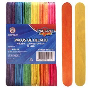 PALOS DE HELADO GRUESO COLOR 50uni