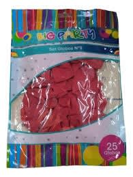 GLOBOS N°9 25 UNIDADES COLOR ROJO