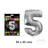 GLOBO METALICO SILVER NUMERO 5