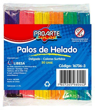PALOS DE HELADO DELGADO COLOR 50un