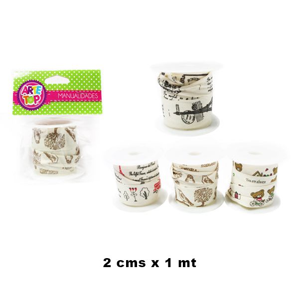 ROLLO CINTA TELA DISEÑOS 3/1MT/ 360