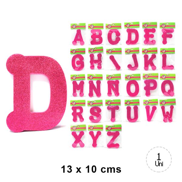 LETRA GOMA EVA GLITTER NIÑA FUCSIA