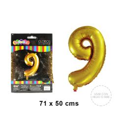 GLOBO METALICO GOLD NUMERO 9