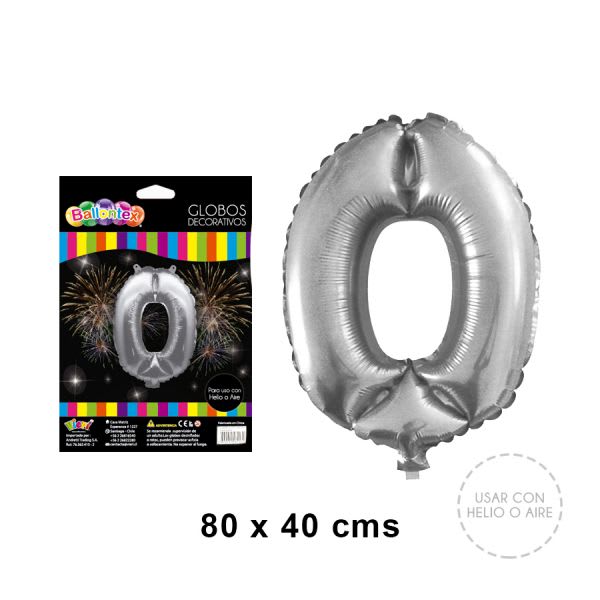 GLOBO METALICO SILVER NUMERO 0