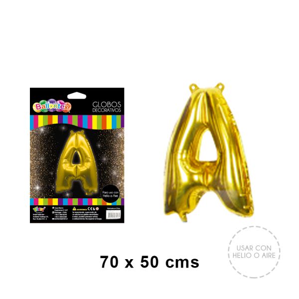 GLOBO METALICO LETRA GOLD A