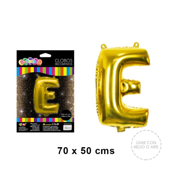 GLOBO METALICO LETRA GOLD E