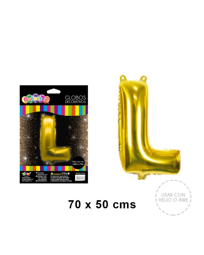 GLOBO METALICO LETRA GOLD L