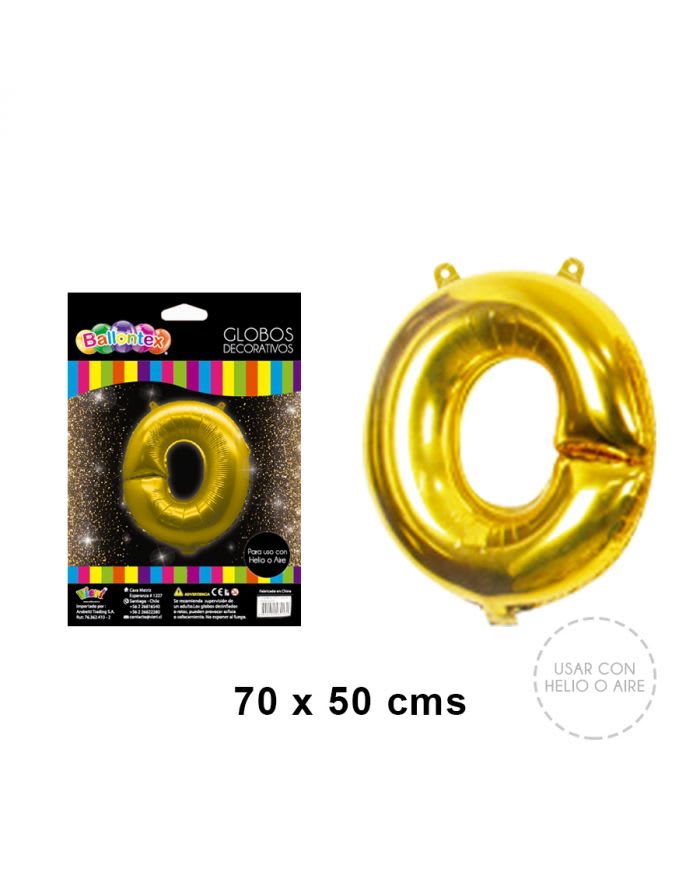 GLOBO METALICO LETRA GOLD O