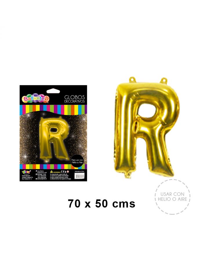GLOBO METALICO LETRA GOLD R