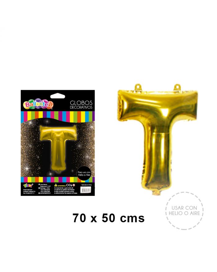 GLOBO METALICO LETRA GOLD T