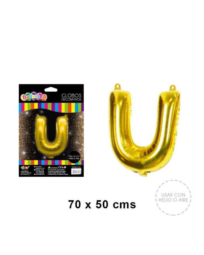 GLOBO METALICO LETRA GOLD U
