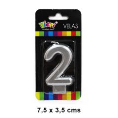 VELA NUMERO  METAL PLATA/240