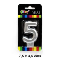 VELA NUMERO  METAL PLATA/240