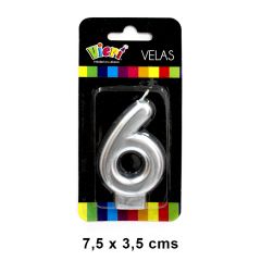 VELA NUMERO  METAL PLATA/240