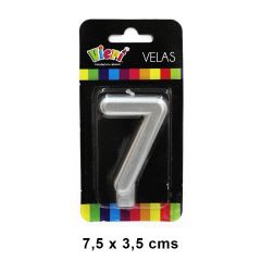VELA NUMERO  METAL PLATA/240