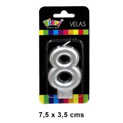 VELA NUMERO  METAL PLATA/240