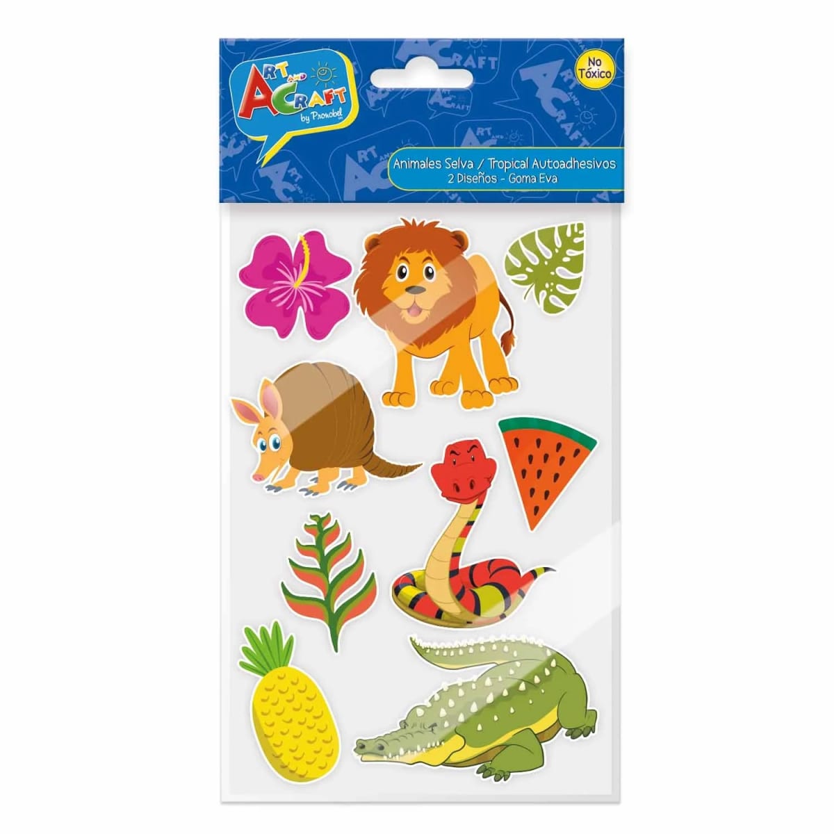 FIGURA DE GOMA EVA AUTOADHESIVA ANIMALES SELVA / TROPICAL 9 UNIDADES Y 2MM APROX