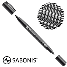 MARCADOR PERMANANENTE DOBLE PUNTA TRAZO 1MM Y OTRO 0,3MM CD NEGRO