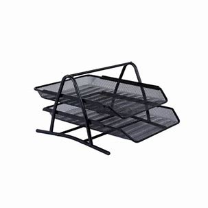 BANDEJA ESCRITORIO MALLA METALICA DOBLE NEGRO