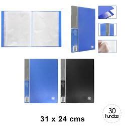 CARPETA CON FUNDA A4 NEGRO/CELESTE 30 FUNDA