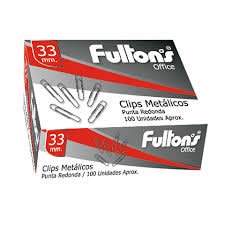 CLIPS METALICOS 33MM PUNTA REDONDA 100UN APROX.