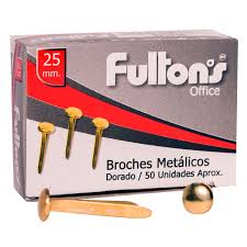 BROCHES METALICOS 25 MM CAJA 50 UN APROX. (MARIPOSA)