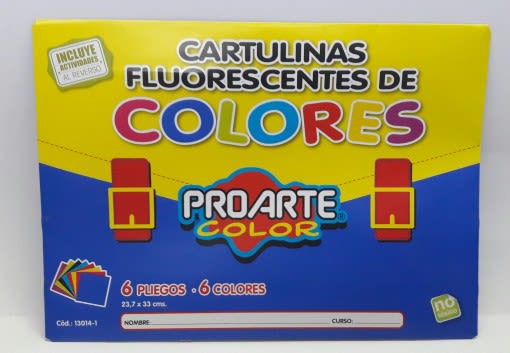ESTUCHE PROARTE CARTULINA FLUORESCENTE 6COL 6HJS 23.7X33CM
