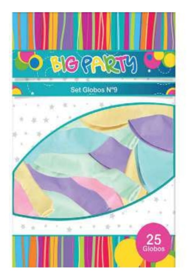 GLOBOS N°9 25 UNIDADES COLORES PASTELES