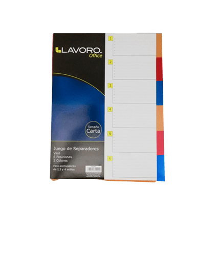 SEPARADOR VINILO 6 POSICIONES CARTA