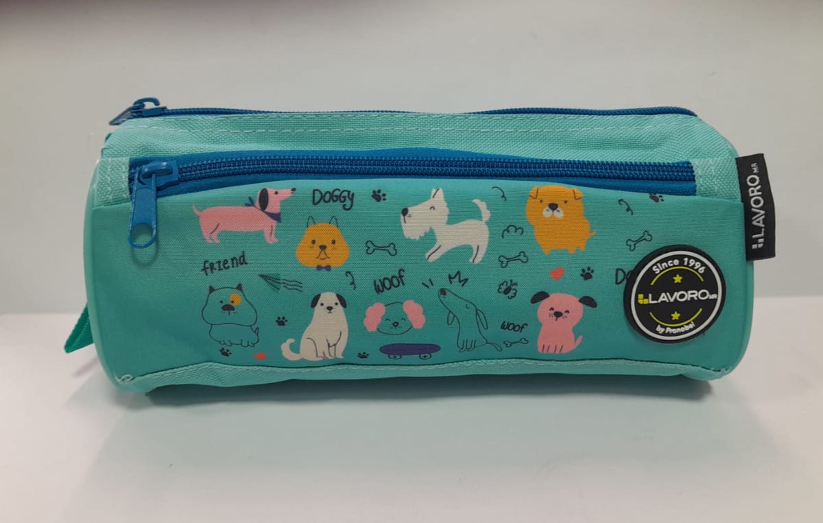 ESTUCHE POCKET DISEÑOS DOBLE CIERRE MASCOTAS VERDE