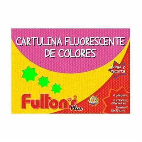 ESTUCHE CON PAPEL CARTULINA FLUORESCENTE 6 HOJAS
