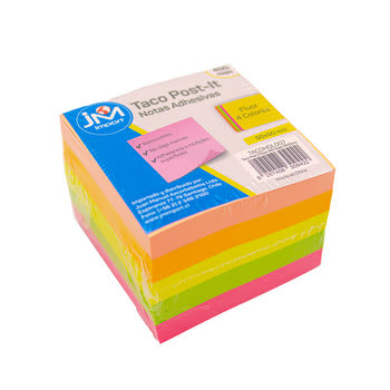 NOTA ADHESIVA 75X75X45MM 400HJS 4 COLORES NEON TACO POST IT
