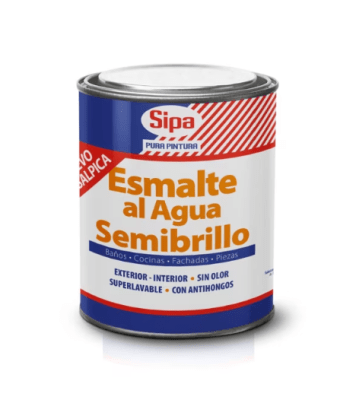 ESMALTE AL AGUA SEMIBRILLO BLANCO 1/4GL SIPA