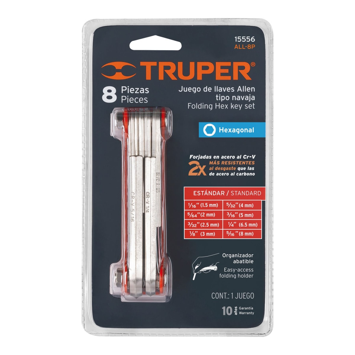 JUEGO 8 LLAVE ALLEN PULGADAS2