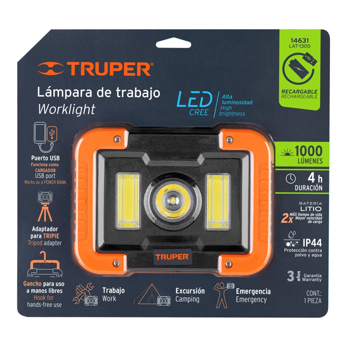 LINTERNA FOCO LED 1000 LUM RECARGABLE1