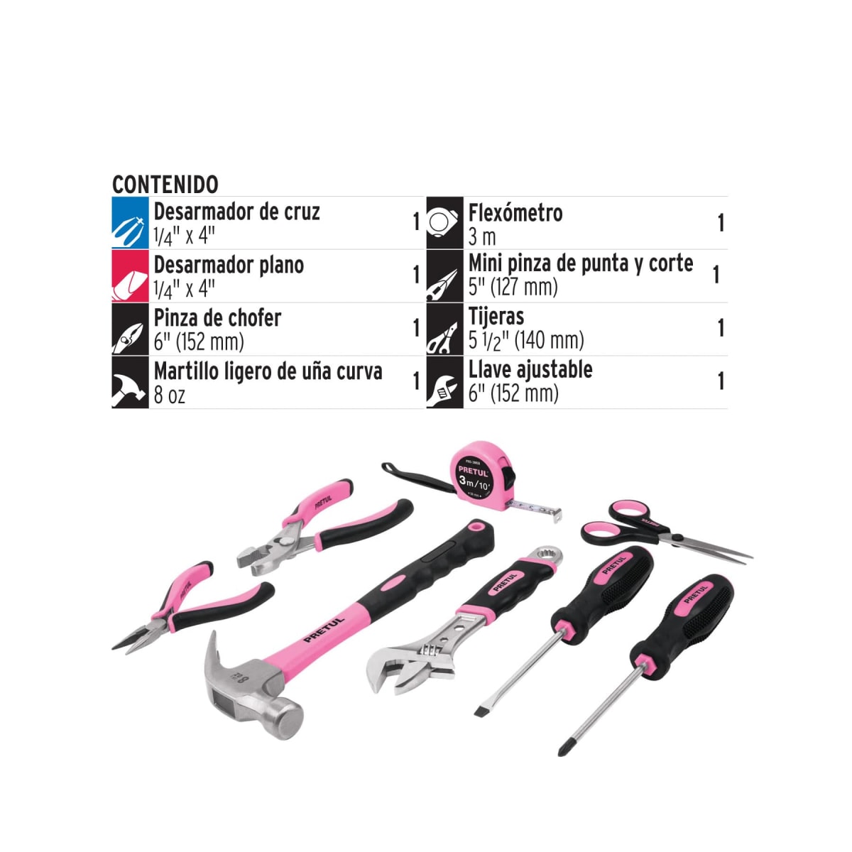 SET DE HERRAMIENTAS ROSADO PRETUL3