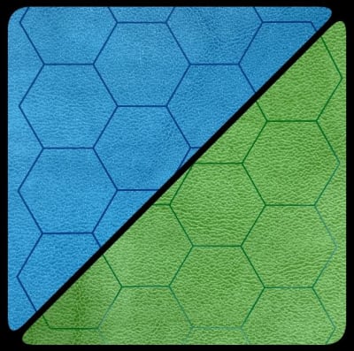 Battlemat 1 Hex- Reversible Blue-Green (23.5 x 26)