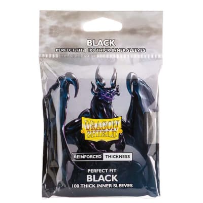 DRAGON SHIELD SLEEVES: PERFECT FIT STANDARD- THICK INNER SLEEVES- BLACK (100 CT.)